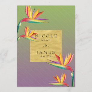 Invitation Bird of Paradise Gold Purple & Green Mariage