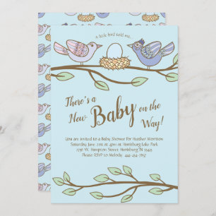 Invitation Bird Spring Baby shower Co-Ed Genre Neutre