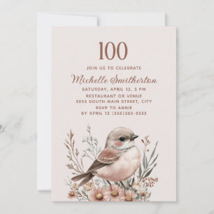 Invitation Bird Terracotta rose 100e anniversaire