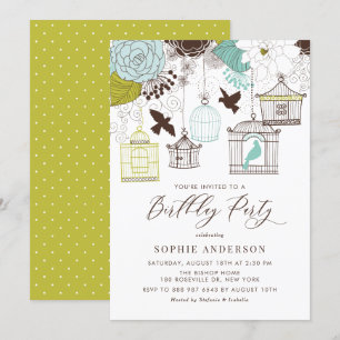 Invitation Birdcages vintage Bleu Whimsical Anniversaire