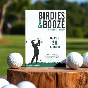 Invitation Birdies & Booze Golf Adulte Anniversaire