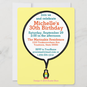 Invitation Birmanie Myanmar Manchot parlant personnalisé Ms