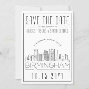 Invitation Birmingham Mariage Styliszed Skyline Enregistrer l