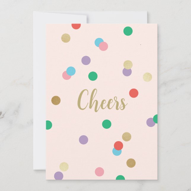 Invitation Birthday Confetti Peachy Pink Greeting Card (Devant)