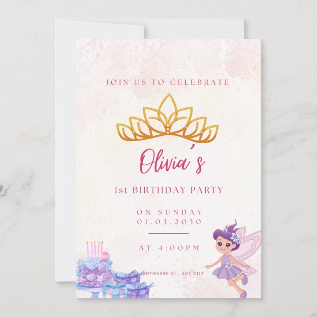 Invitation Birthday for girl (Devant)