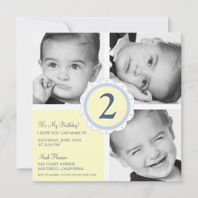 Invitation Birthday Photo Squares (Devant)