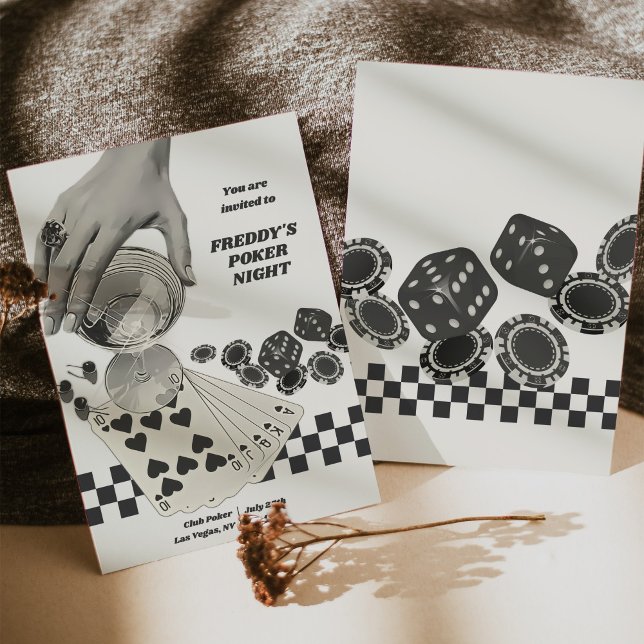 Invitation Birthday Retro Poker Night Cocktail Party Invite (Birthday Retro Poker Night Cocktail Party Invite)