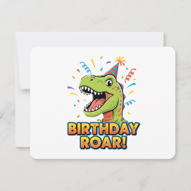 Invitation Birthday Roar Cute Dinosaur Birthday Party Design (Devant)