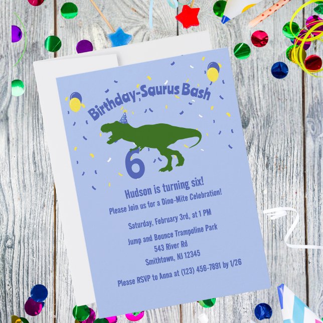 Invitation "Birthday-Saurus" Dinosaure pour enfants fête d'an (Créateur téléchargé)