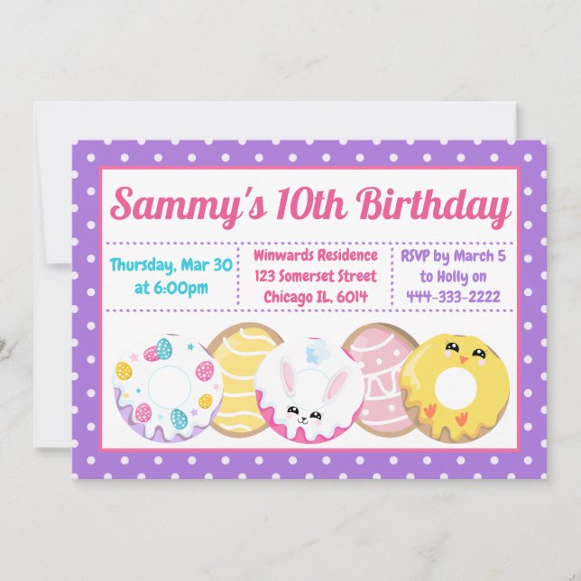 Invitation Biscuits de Pâques Donuts et sucreries Fête d'anni (Devant)