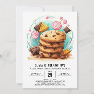 Invitation Biscuits Fille Enchantés Simple Anniversaire