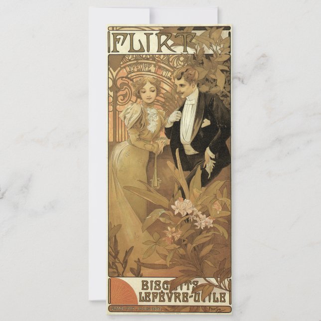 Invitation Biscuits Flirt Art Nouveau Vintage, Alphonse Mucha (Devant)