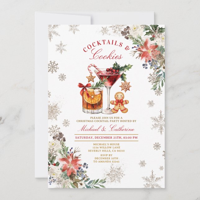 Invitation Biscuits Flocons de Neige & Cocktails Cozy Rustiqu (Devant)