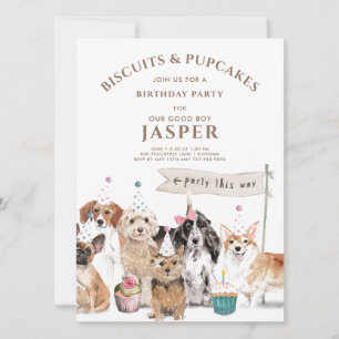 Invitation Biscuits & Pup Gâteaux Chien Fête d'anniversaire