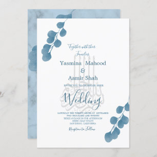 Invitation Bismillah Bleu Eucalyptus Mariage moderne