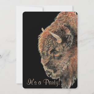 Invitation Bison Buffalo Faune Art Nature Anniversaire