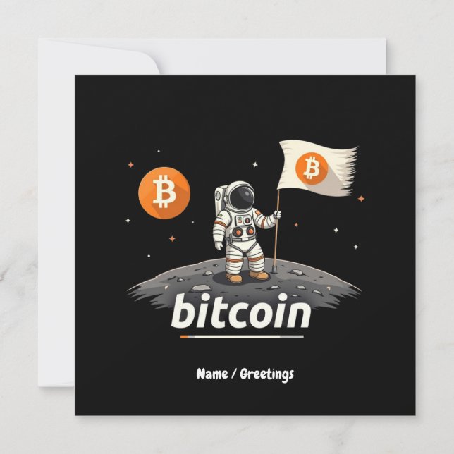 Invitation Bitcoin Crypto Moon Astronaut Design BTC (Devant)