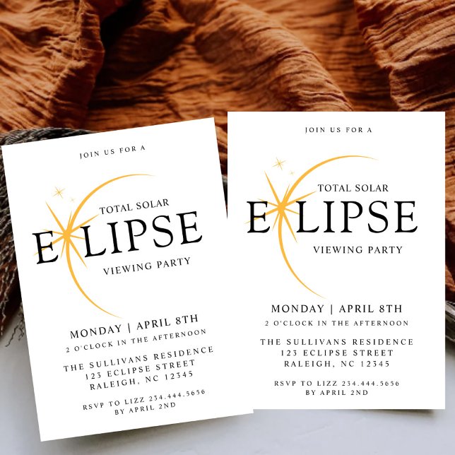 Invitation Black 2024 Total Solar Eclipse Viewing Party (Créateur téléchargé)
