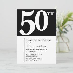 Invitation Black 50e anniversaire Elegant Chic Sim
