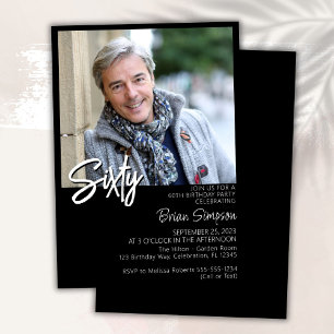 Invitation Black 60th Birthday Photo