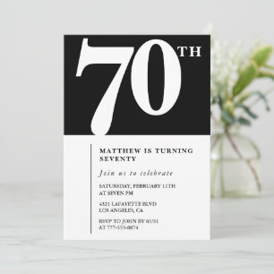 Invitation Black 70e anniversaire Elegant Chic Sim