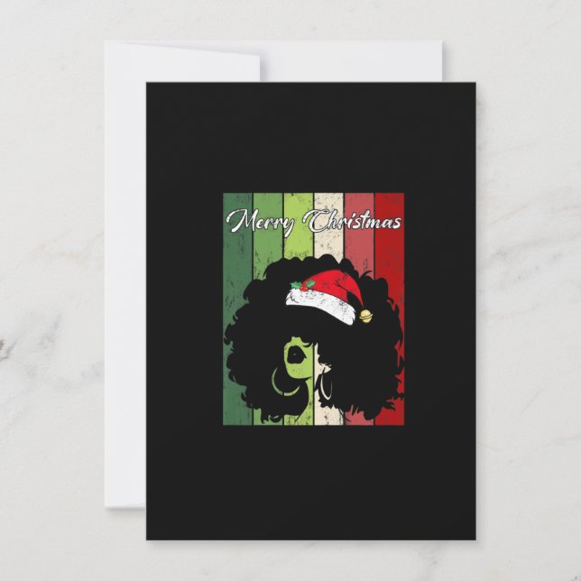 Invitation Black African American Joyeux Noël Santa Hat X (Devant)