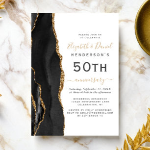 Invitation Black Agate Black Gold 50e Anniversaire