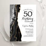 Invitation Black Agate Or Blanc 50e anniversaire<br><div class="desc">Gate noir,  blanc et or 50e anniversaire invitation fête. Design élégant et moderne avec aquarelle agate marbre arrière - plan,  fausse parties scintillant or et typographie script de police. Carte invitation branchée parfaite pour une célébration anniversaire féminine élégante. Invitations Zazzle imprimées ou téléchargement instantané modèle imprimable numérique.</div>