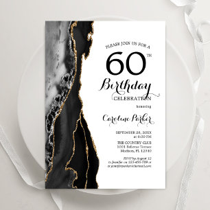 Invitation Black Agate Or Blanc 60e anniversaire
