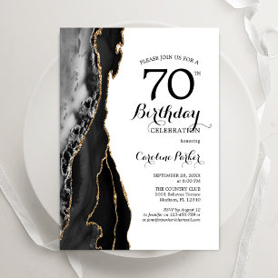Invitation Black Agate Or Blanc 70e anniversaire