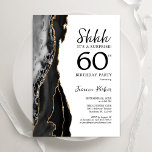 Invitation Black Agate White Gold Surprise 60e anniversaire<br><div class="desc">Gate noir,  blanc et or surprise 60ème anniversaire invitation fête. Design élégant et moderne avec aquarelle agate marbre arrière - plan,  fausse parties scintillant or et typographie script de police. Carte invitation branchée parfaite pour une célébration anniversaire féminine élégante. Invitations Zazzle imprimées ou téléchargement instantané modèle imprimable numérique.</div>