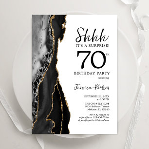 Invitation Black Agate White Gold Surprise 70e anniversaire