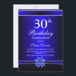 Invitation Black and Blue 30th Birthday Celebration<br><div class="desc">Commencez à planifier votre fête de 30e anniversaire avec cette élégante invitation de fête de 30e anniversaire en noir et bleu.</div>