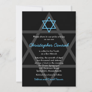 Invitation Black and Blue Bar Mitzvah