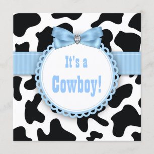 Invitation Black and Blue Cowboy Baby Boy Douche