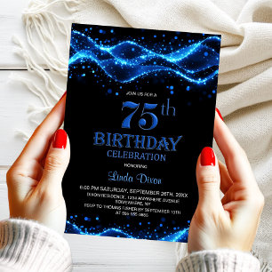 Invitation Black and Blue moderne 75e anniversaire