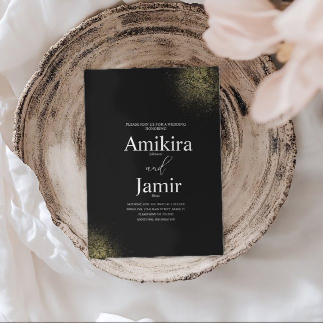 Invitation Black and Dusty Gold Pixie Faux Wedding (Créateur téléchargé)