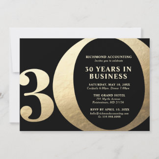 Invitation Black and Gold 30th Business Anniversary
