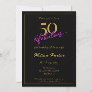 Invitation Black and Gold 50 et Fabuleux 50e anniversaire