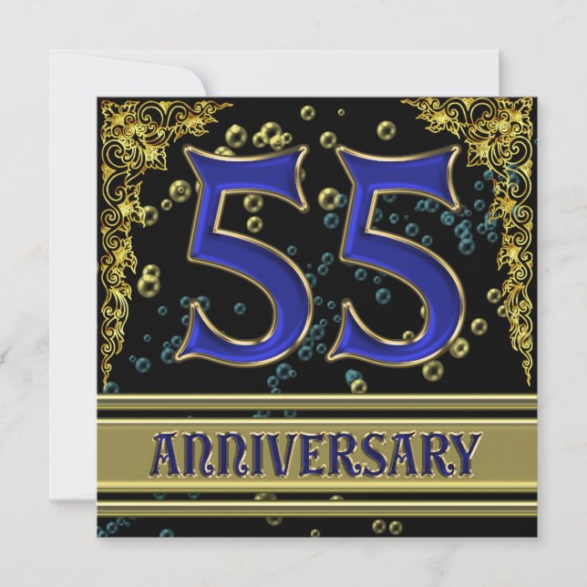 Invitation Black and Gold 55th Anniversary party (Devant)