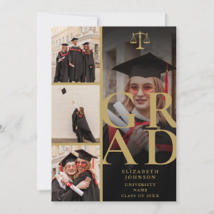 Invitation Black And Gold 5 Photo Law School Graduation Party