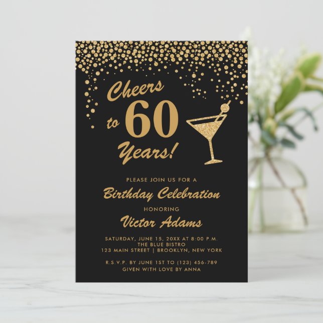 Invitation Black and Gold 60e anniversaire | Martini (Debout devant)