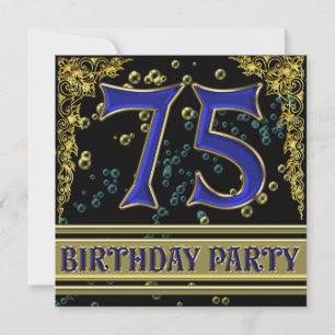 Invitation Black and Gold 75th Birthday party