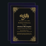 Invitation Black and Gold 80th Birthday Party<br><div class="desc">Une invitation à la fête du 80e anniversaire en noir et or.</div>