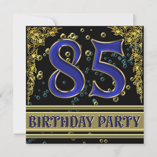 Invitation Black and Gold 85th Birthday party (Devant)
