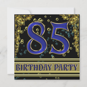 Invitation Black and Gold 85th Birthday party