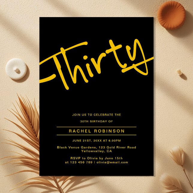 Invitation Black and Gold Adult Trente-dixième fête d'anniver (Créateur téléchargé)