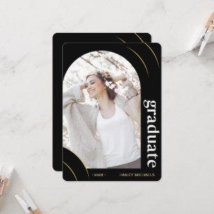 Invitation Black and Gold Arch Photo Graduation Party