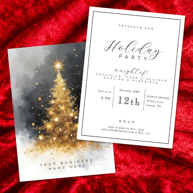 Invitation Black and Gold Business Holiday Party (Holiday Party Invite)