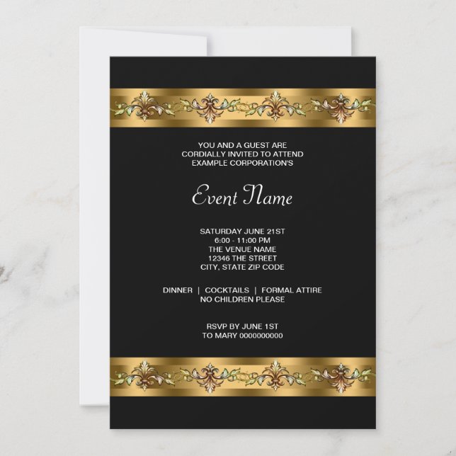 Invitation Black and Gold Corporate Party (Devant)